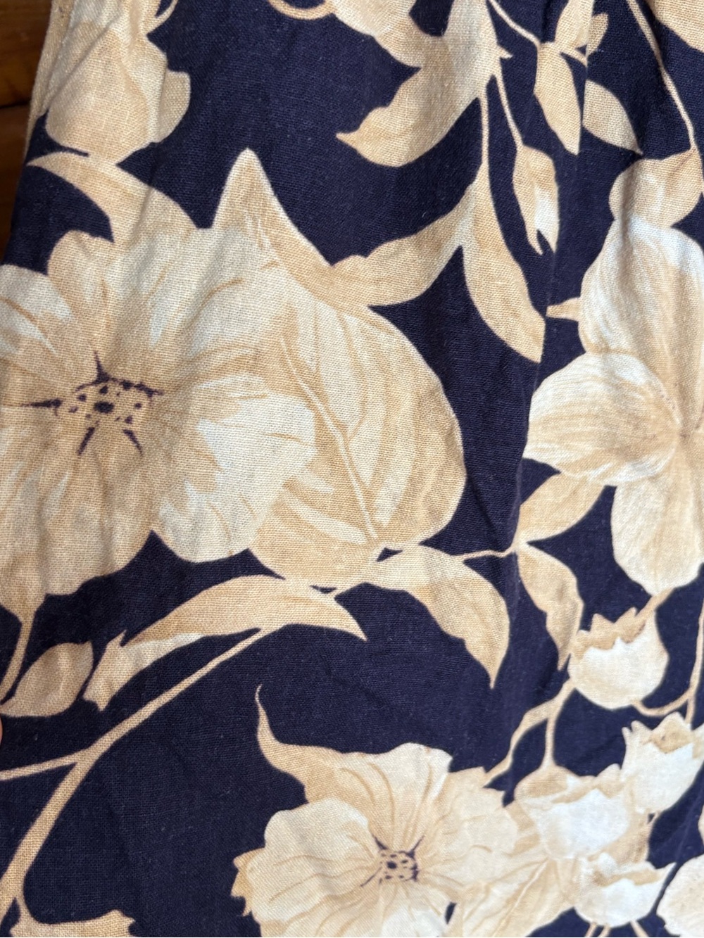 Joie Linen Blend Wide Leg Pants Size 14 Navy Beige Resort Coastal Floral - Picture 5 of 7